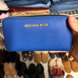 Michael Kors Royal Blue Wallet with Gold Details